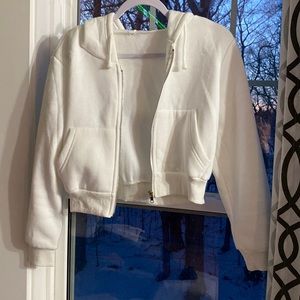 cute cropped white zip up